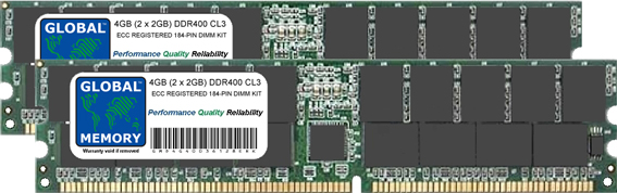 4GB (2 x 2GB) DDR 400MHz PC3200 184-PIN ECC REGISTERED DIMM (RDIMM) MEMORY RAM KIT FOR COMPAQ SERVERS/WORKSTATIONS (CHIPKILL)